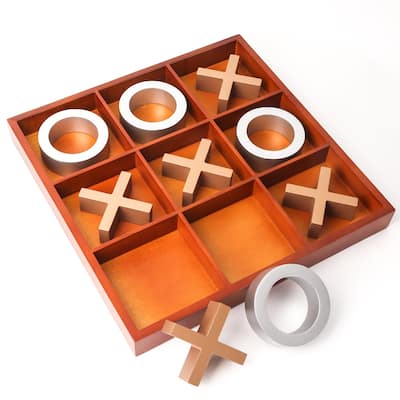 GSE™ 14" Giant Wooden Tic Tac Toe Game Set for Kids and Adults. Great for Office, Living Guest Room, Coffee Table Décor Game