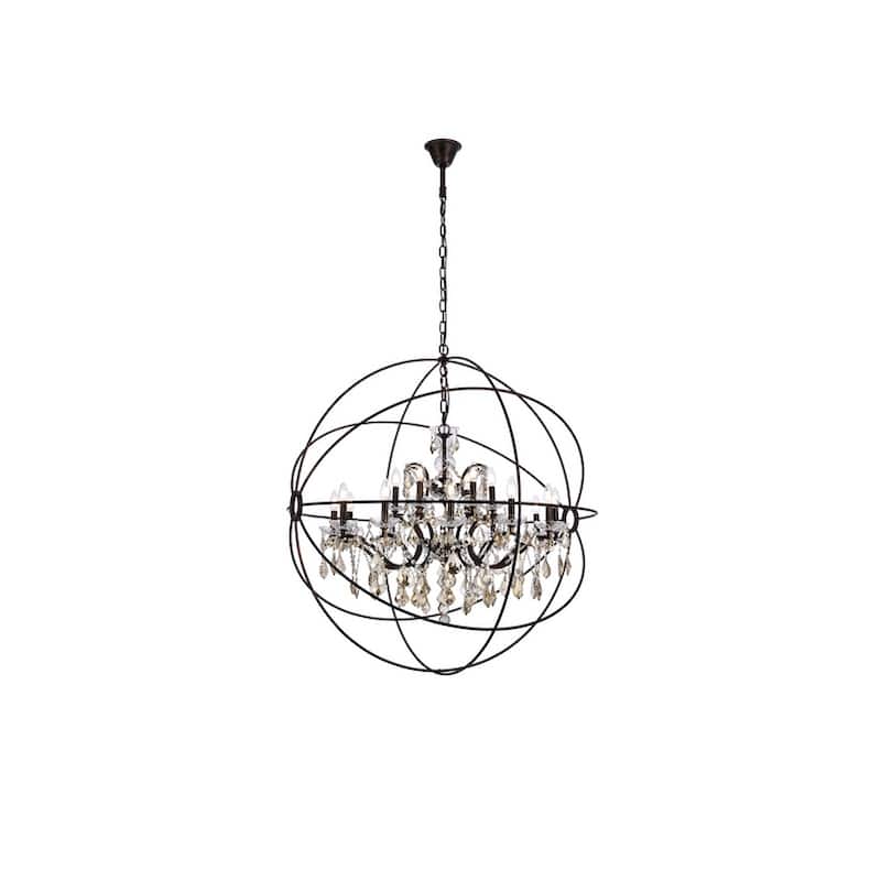 Royce Edge 18 light Dark Bronze Chandelier - dark bronze royal cut golden teak (smoky) crystals - N/A
