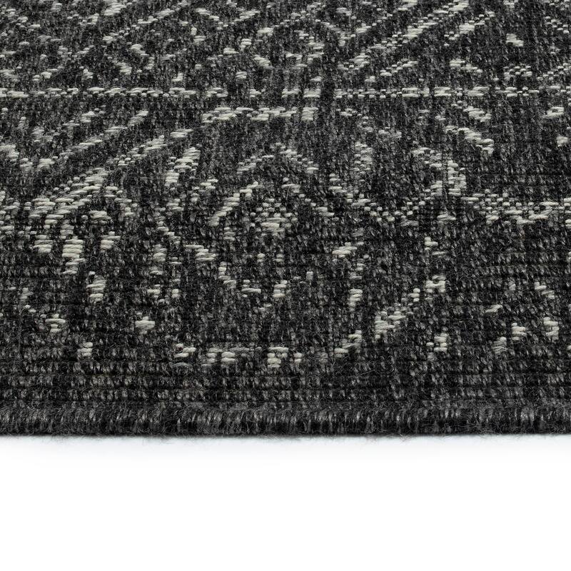 Modern Transitional Geometric Southwestern Textured High-Low Cut & Loop Rectangle Area Rug - 5.3x 7.6