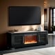 preview thumbnail 4 of 16, Furniture of America Fionna Modern Black Electric Fireplace TV Stand with LED and Shelves 72" TV