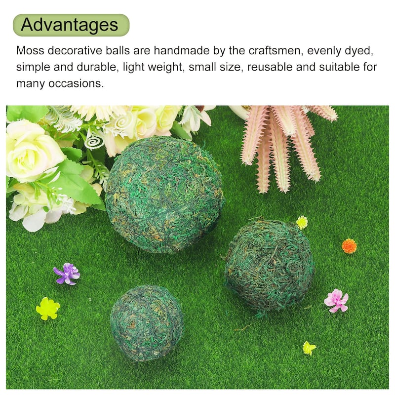 6Pcs Moss Balls Green Decorative Moss Ball for Vase Fillers Home Decor
