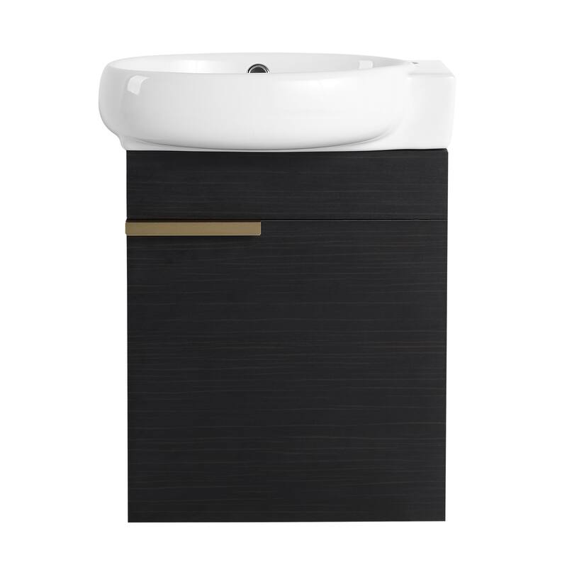 Compact Bathroom Vanity with Sink, Oval Single Ceramic Sink Bathroom Cabinet for Small Bathroom