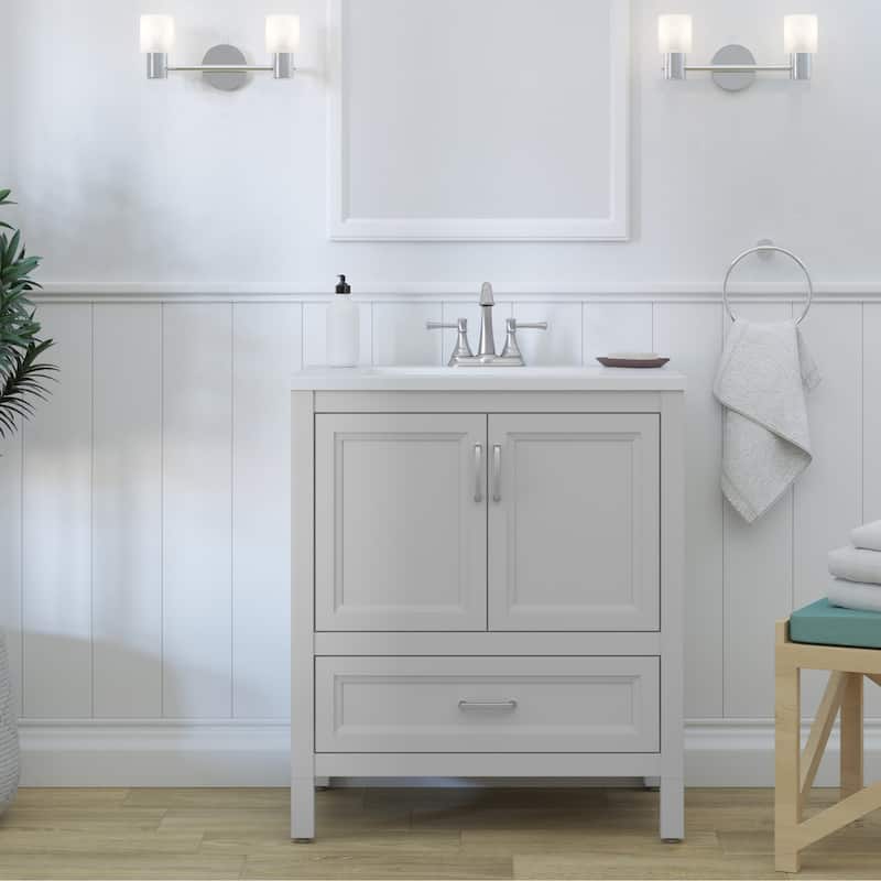 Spring Mill Cabinets Destan 30.5" Bathroom Vanity With 2-Door Cabinet, 1 Drawer, and White Sink Top
