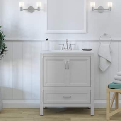 Spring Mill Cabinets Destan 30.5" Bathroom Vanity With 2-Door Cabinet, 1 Drawer, and White Sink Top