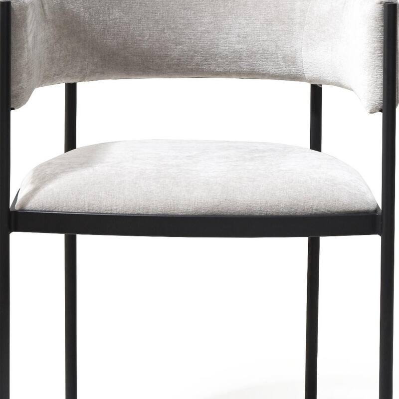 HomeRoots Set of Two Light Gray and Black Fabric and Steel Open Back Dining Arm Chairs - 23.00 in. x 28.00 in. x 20.00 in.