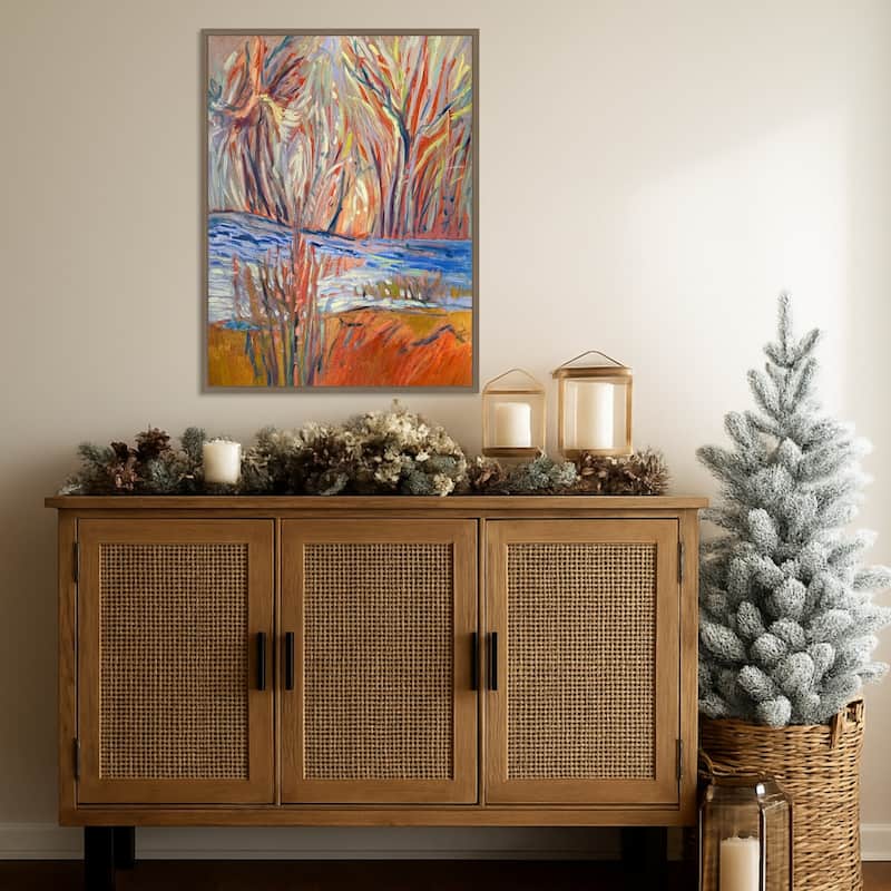 Cadmium Winter Solstice I by Dorothy Fagan (23 x 30 in.), Framed Canvas Wall Art Print - Sylvie Dark Gold
