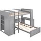 preview thumbnail 8 of 9, Twin over Twin Size Loft Bed with a Twin Size Stand-alone Bed, Bunk Bed with Shelves, Desk and Wardrobe, Grey