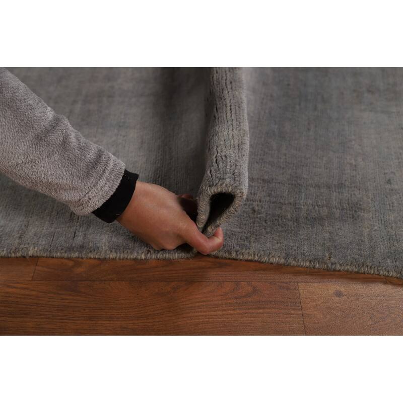 Gray Modern Gabbeh Oriental Area Rug Hand-Knotted Wool Carpet - 5'9" x 7'10"