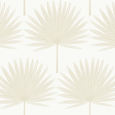 Tempaper Stamped Palm Peel and Stick Wallpaper Dark Cocoa/ Ecru