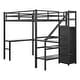 preview thumbnail 12 of 15, Artsy Full Size Metal Loft Bed with L-shaped Desk and USB, Wardrobe and Adjustable Shelf, with LED for Kids Teens Adults, Black