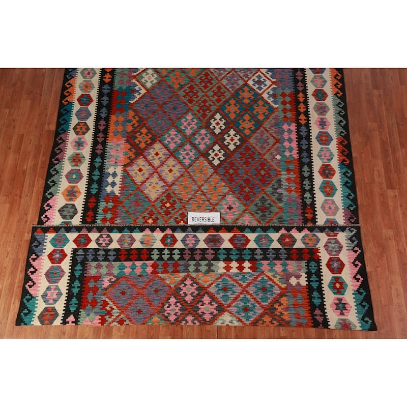 Kilim Oriental Area Rug Flatweave Multi-Color Bedroom Wool Carpet - 8'4"x 11'9"
