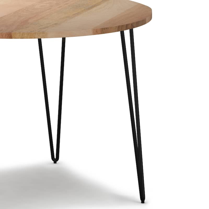 WYNDENHALL Moreno SOLID MANGO WOOD and Iron 45 x 45 inch Round Industrial Dining Table in Natural - 45"d x 45"w x 29.5"h