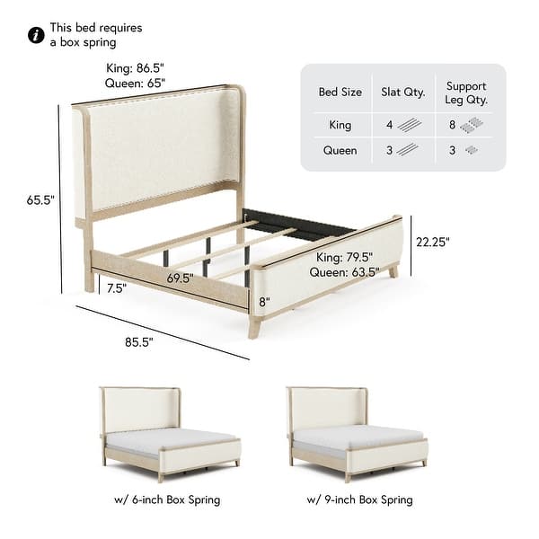 dimension image slide 1 of 2, Furniture of America Kian Modern 5-Piece Natural Oak Solid Wood Panel Bedroom Set