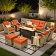 preview thumbnail 7 of 71, OVIOS 10-piece Patio Wicker Swivel Rocking Chair Set With Fire Pit Orange/Red