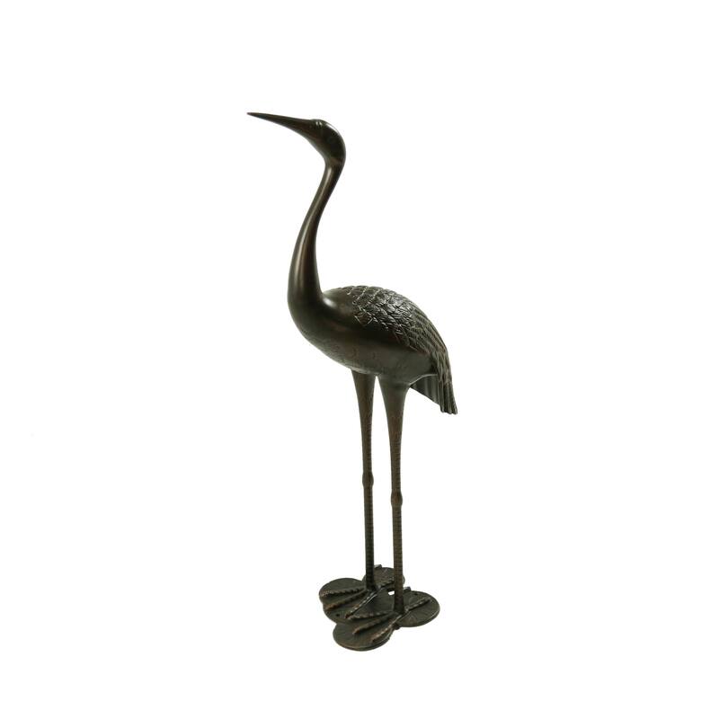 Roomfitters Sunny Outdoor 43-Inch Rust-Proof Cast Aluminum Preening Crane Garden Sculpture, Antique Bronze