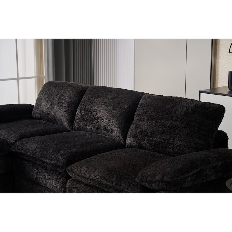 Modern Deep 3-Seat Sofa Couch with Ottoman
