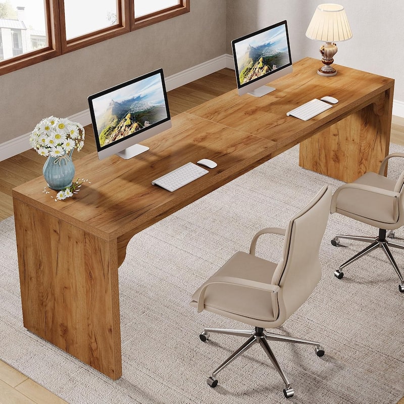 2 Person Desk for Home Office, Large Writing Desk for 2 People