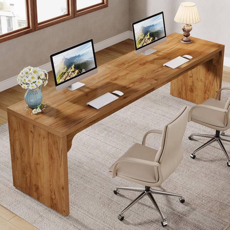 78.7 Inch Computer Desk, Wooden Extra Long 2 Person Home Office Desk