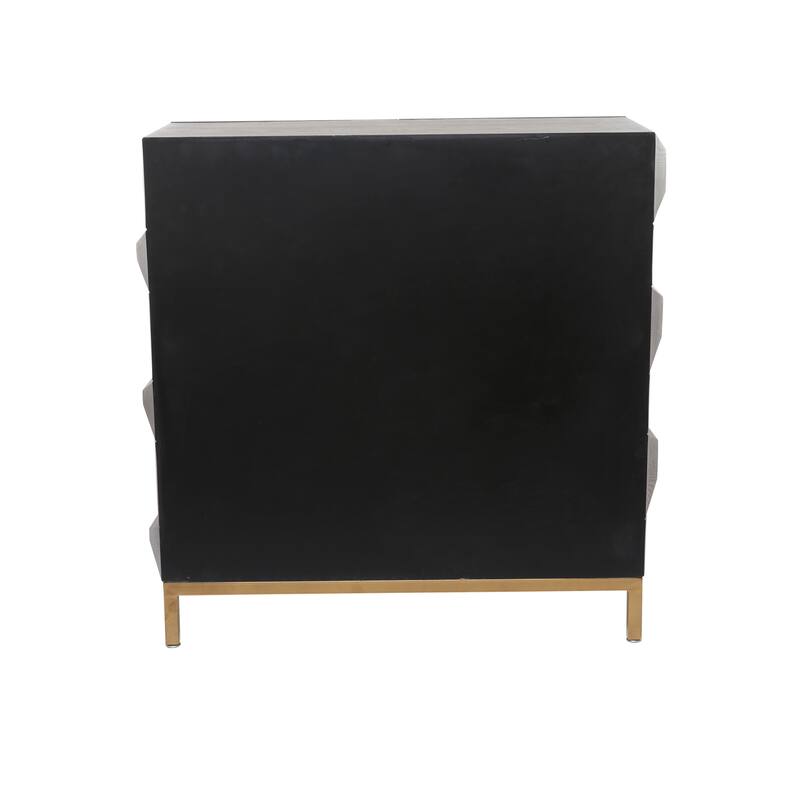 Brown Wooden 1 Shelf and 2 Doors Geometric Cabinet