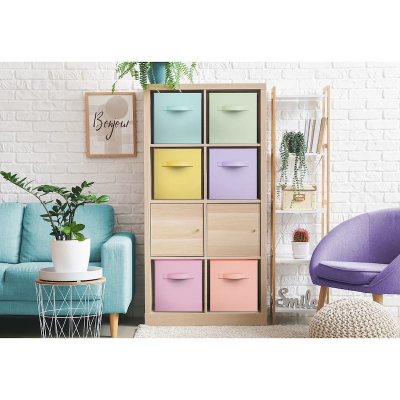 Sorbus Fabric Storage Bins 13" Foldable Cubes With Handles For Pantry, Cubbies, Toy And Closet Shelving Organization - 6Pk
