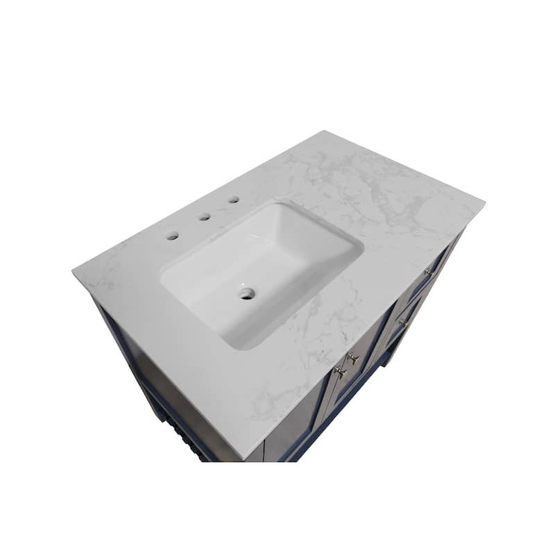 KitchenBathCollection Lakeshore 36" Bathroom Vanity with Engineered Carrara Top
