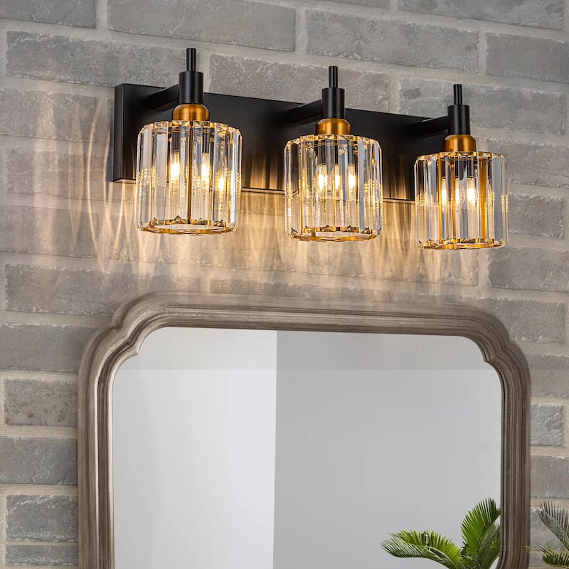 3/4/5-Light Modern Glam Dimmable Cylinder Crystal Wall Light Bathroom Vanity Light