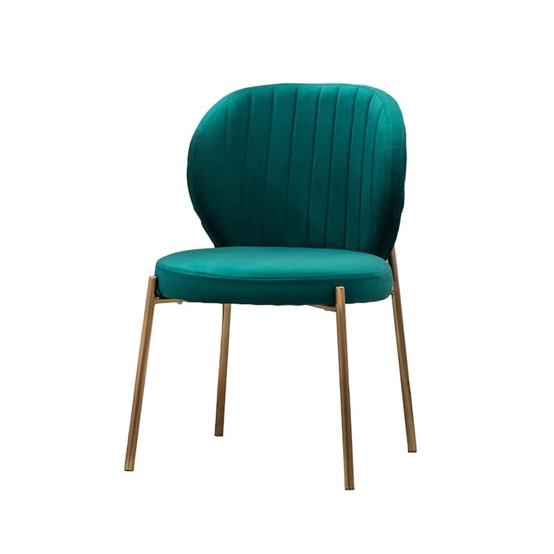 Contemporary Velvet Upholstery Dining Chair, Green/Yellow