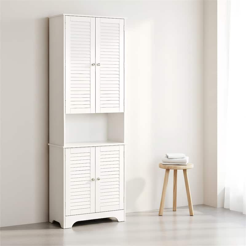 Space-Saving Design, Tall Narrow Bathroom Storage Cabinet - White