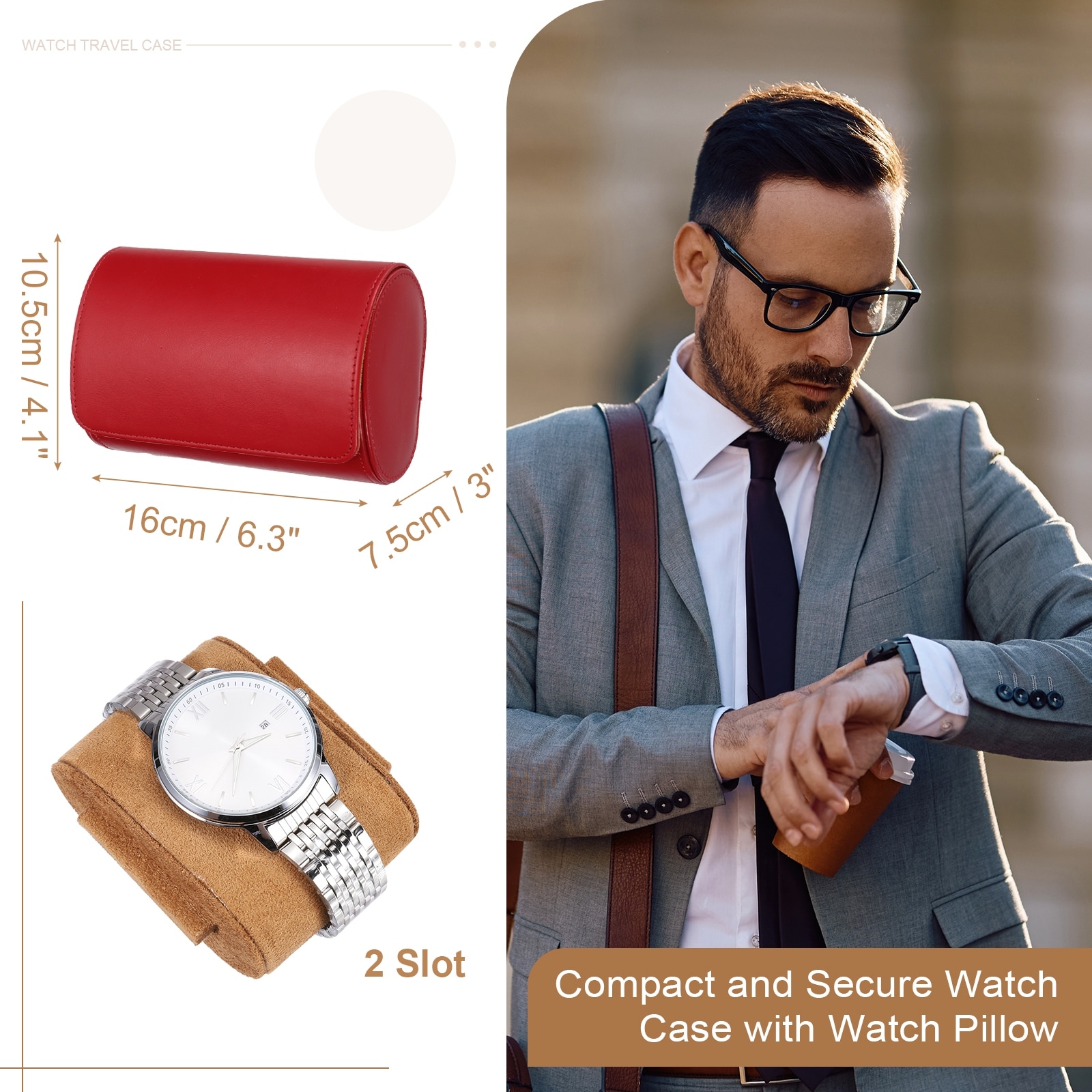 Leather Watch Travel Case Watch Roll Storage Box Organizer