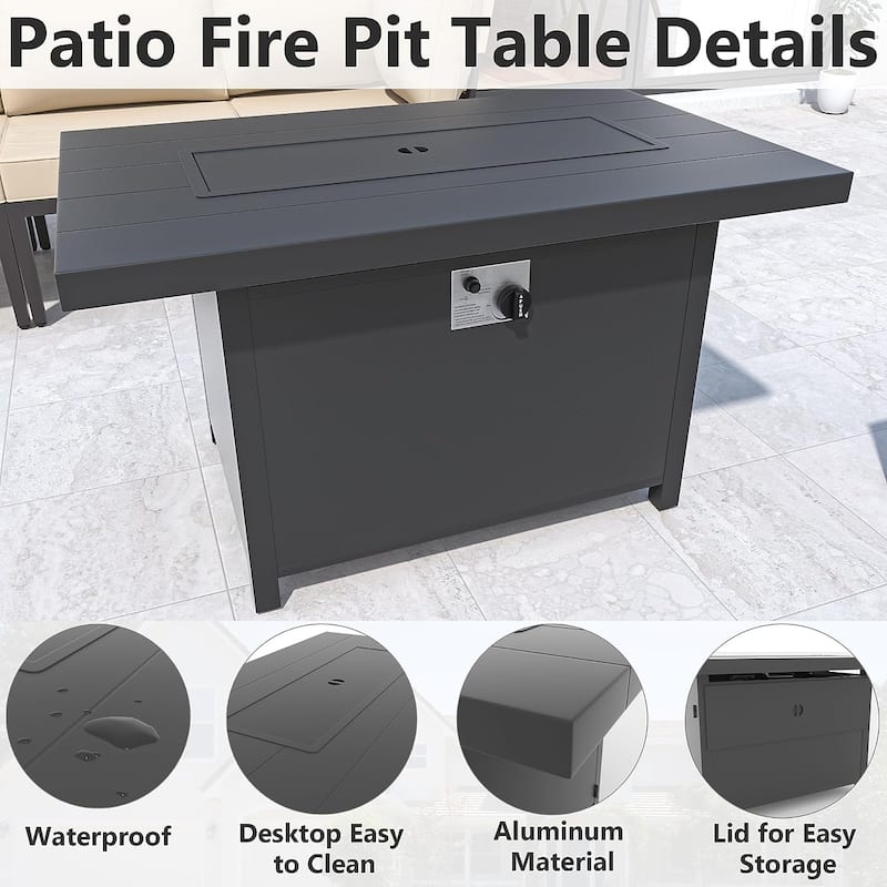 Kullavik Aluminum Propane Fire Pit Table 43 Inch 55,000 BTU