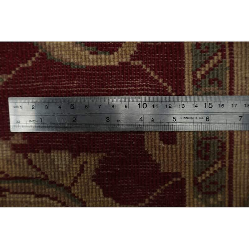 Hand Knotted Oriental 100% Wool Carpet Traditional Floral Red Peshawar Area Rug - 4' 10'' X 4' 0''