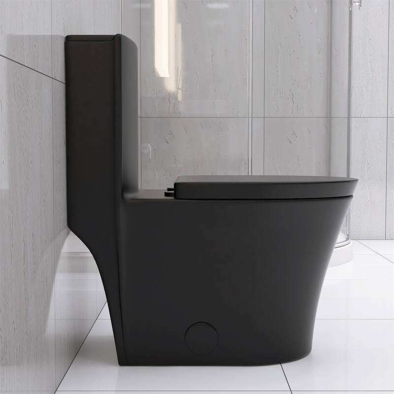 Matte Black Elongated One Piece Toilet