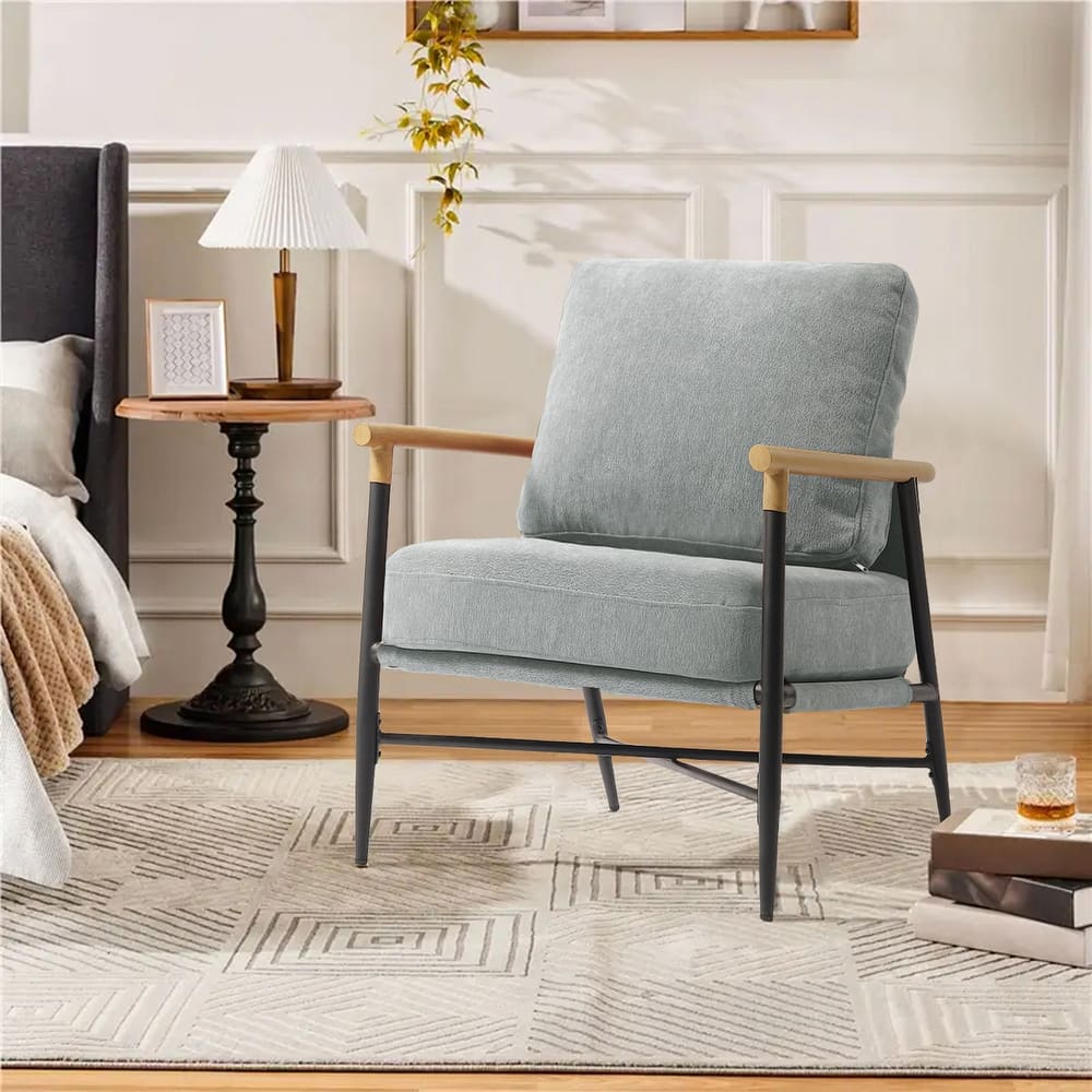 Industrial Upholstered Accent Chair Club Chair with Metal Frame