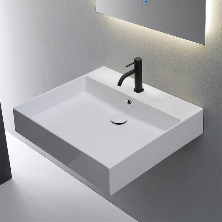 Nameeks Scarabeo 5146-One Hole Teorema 2.0 Plus 23-5/8" Square Ceramic - White