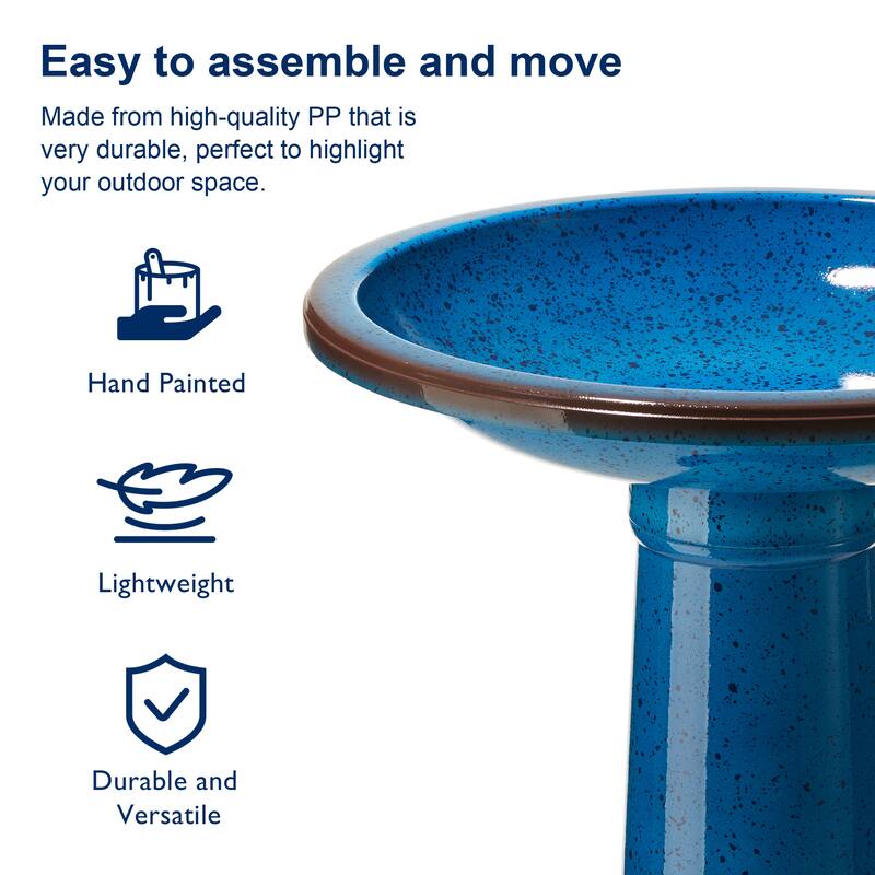 Glitzhome 21.5"H Faux Ceramic Weather-resistant Tall Pedestal Birdbath
