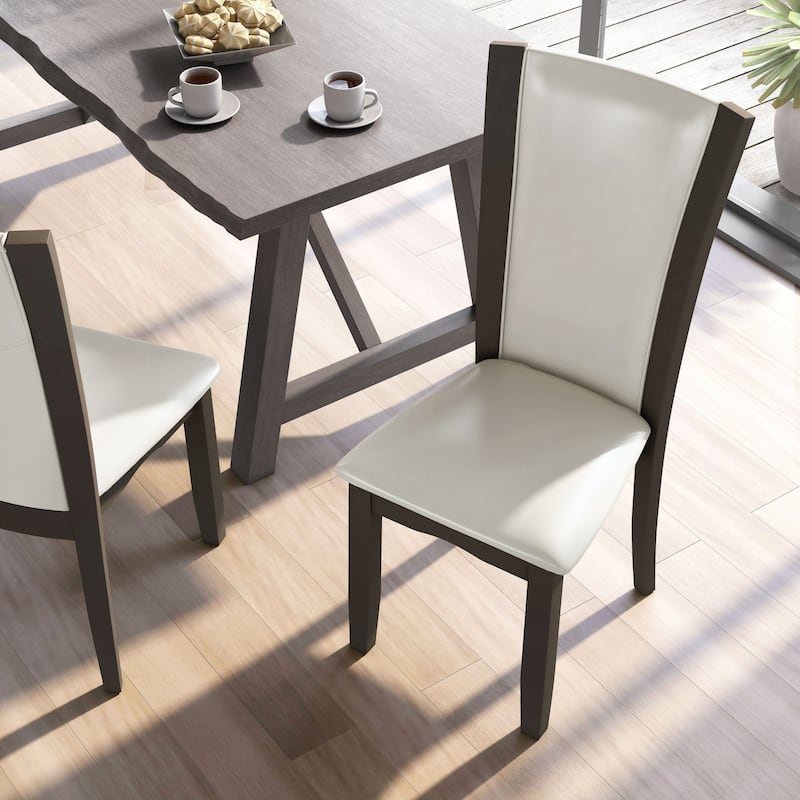 Mario II Contemporary White Faux Leather Dining Chairs by Furniture of America (Set of 2)