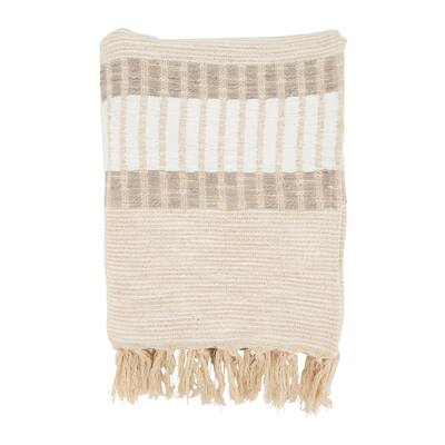 Boho Beauty Woven Stripe Throw Blanket with Fringe