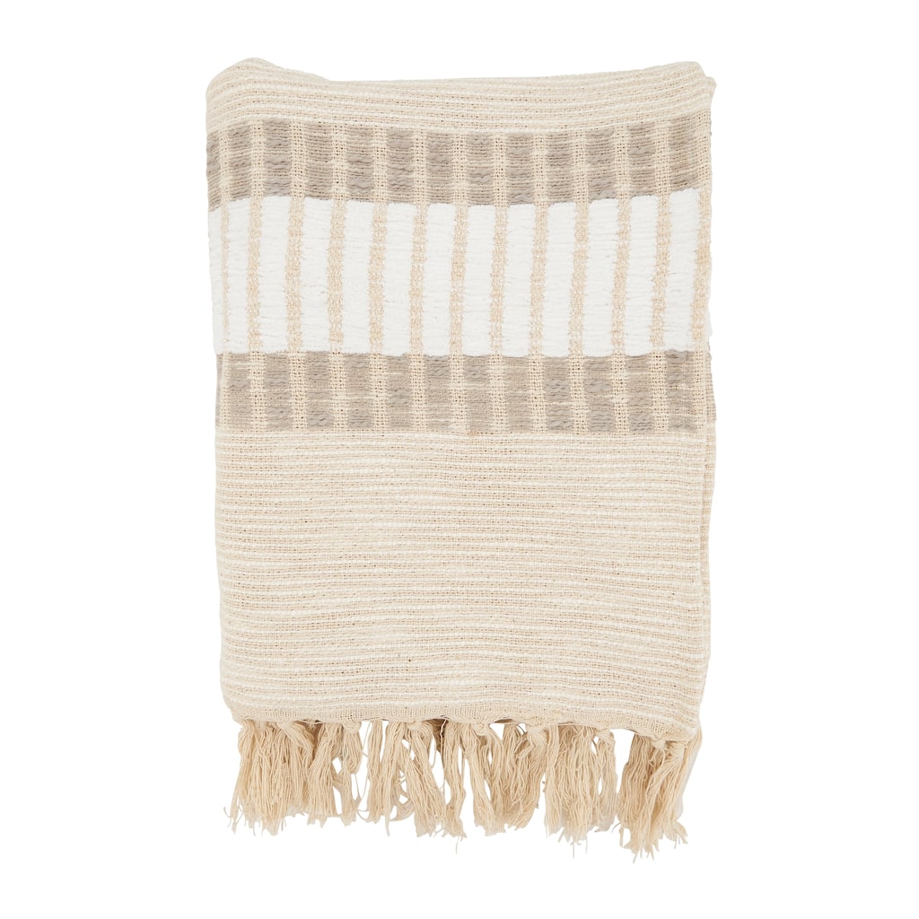 Boho Beauty Woven Stripe Throw Blanket with Fringe
