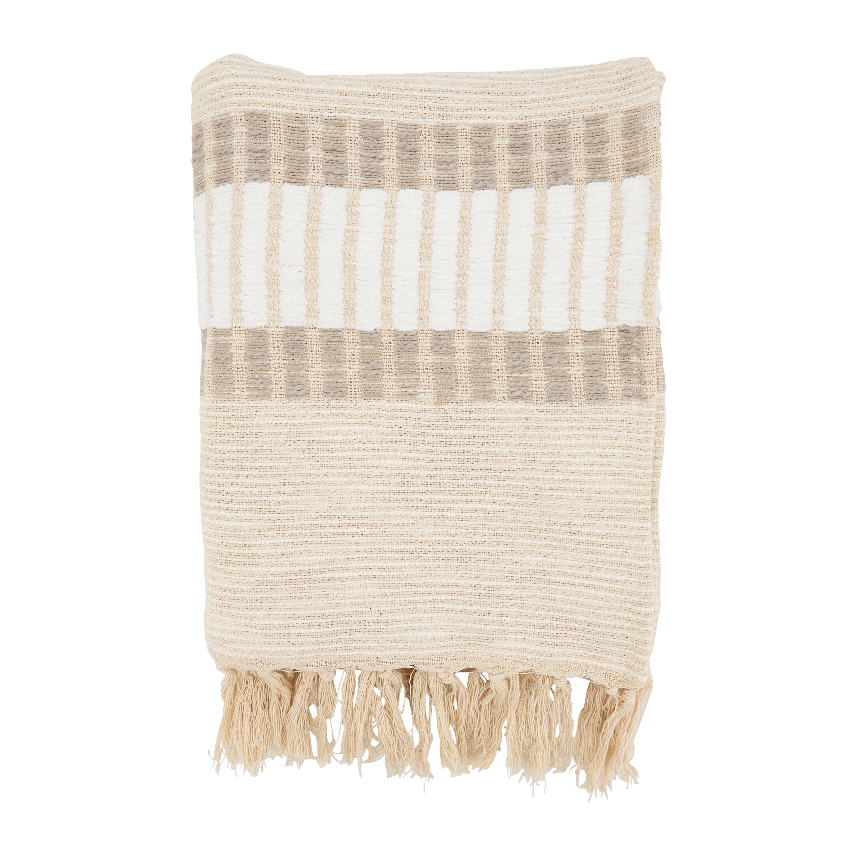 Boho Beauty Woven Stripe Throw Blanket with Fringe