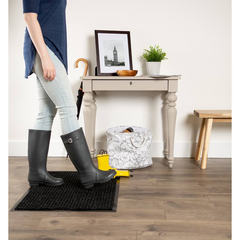J&M Charcoal Ribbed Walk Off Utility Runner 22x60