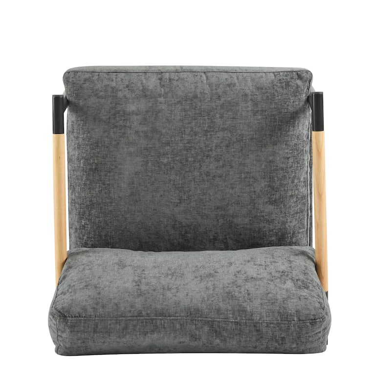 Roomfitters 27.56" Modern Accent Chair with Plush Cushions, Metal Frame and Wooden Armrest Design