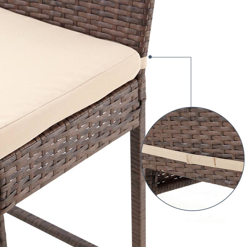 AVAWING Outdoor Wicker Barstools Patio Rattan Bar Height Chairs Set of 4