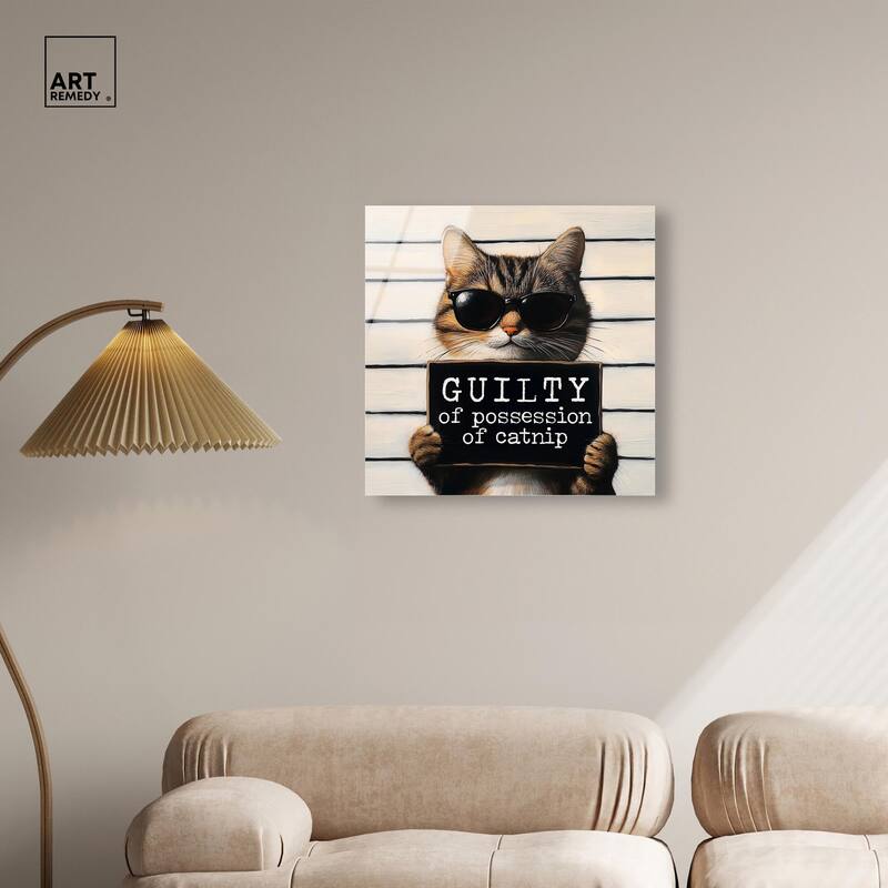 Guilty of Catnip Acrylic by Art Remedy, Ready to Hang
