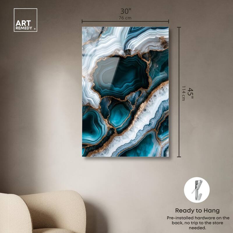 Teal Tectonic I Acrylic by Art Remedy, Ready to Hang