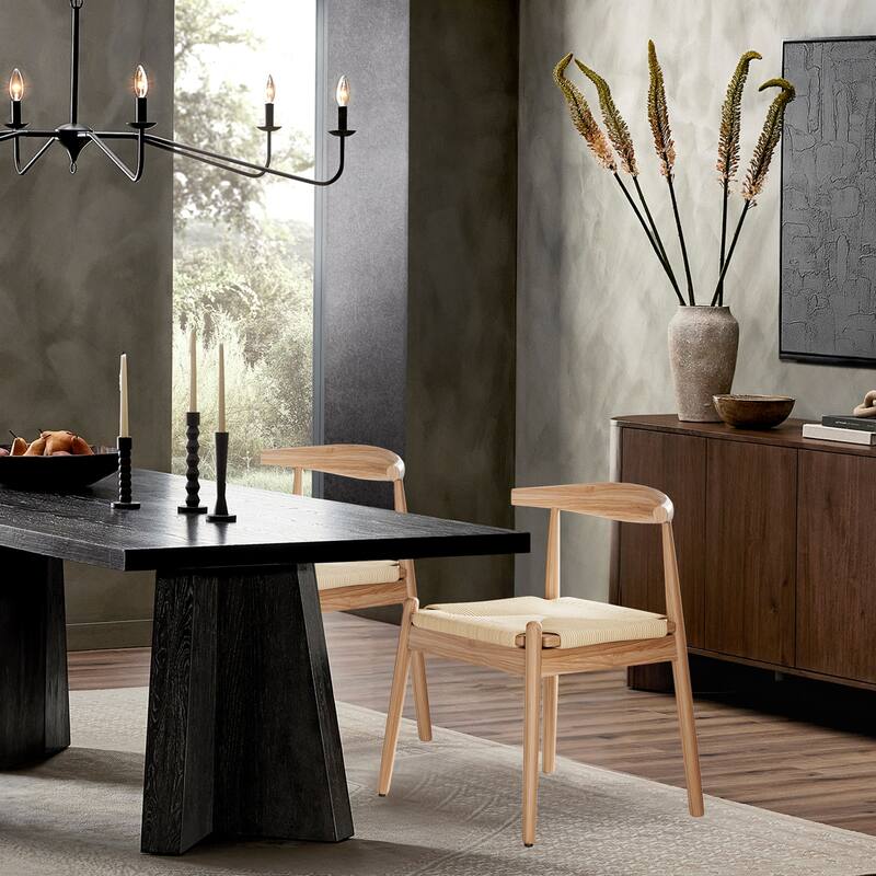 Natural Beige Dining Chair Set of 2 Side Chair Office Chair Meeting Room Chairs with Curved Backrest