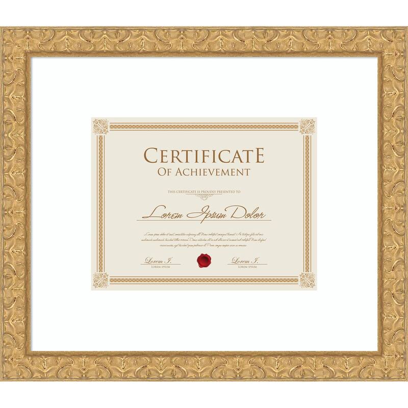 Lila Picture Frame, Photo Frame - 17x14.5 Matted White 11x9 - Lila Gold