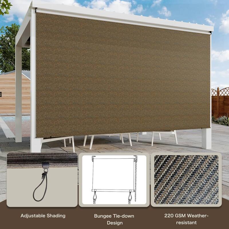 AECOJOY Outdoor Roller Shade Sun Shade Cover Canopy Shade Blinds