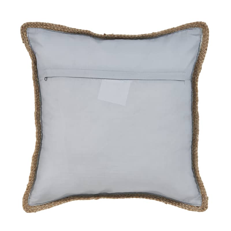 HomeRoots 20" X 20" Beige and Green Cotton Blend Zippered Pillow