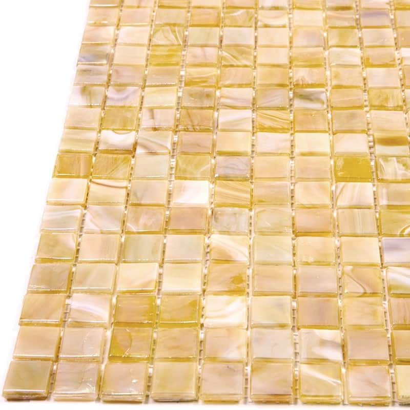 Apollo tile 12" x 12" Skosh Glossy Caramel Beige Glass Tile (18.69 sq ft/case) - 20 Pack