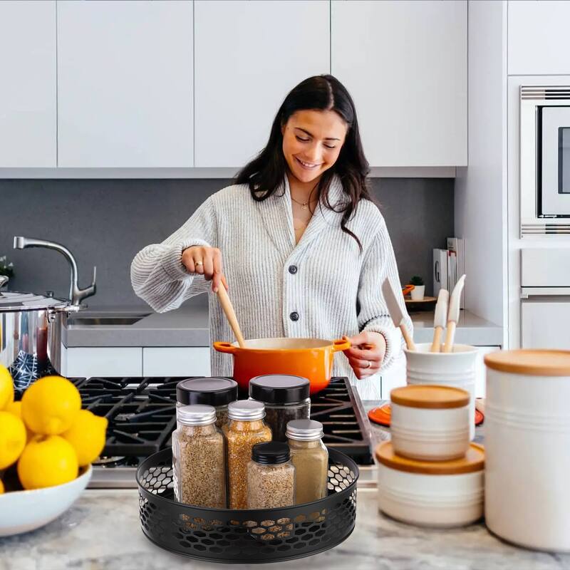 Lazy Susan Turntable Organizer with Turntable Height Adjustable